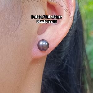 Real black pearl earrings sterling silver studs